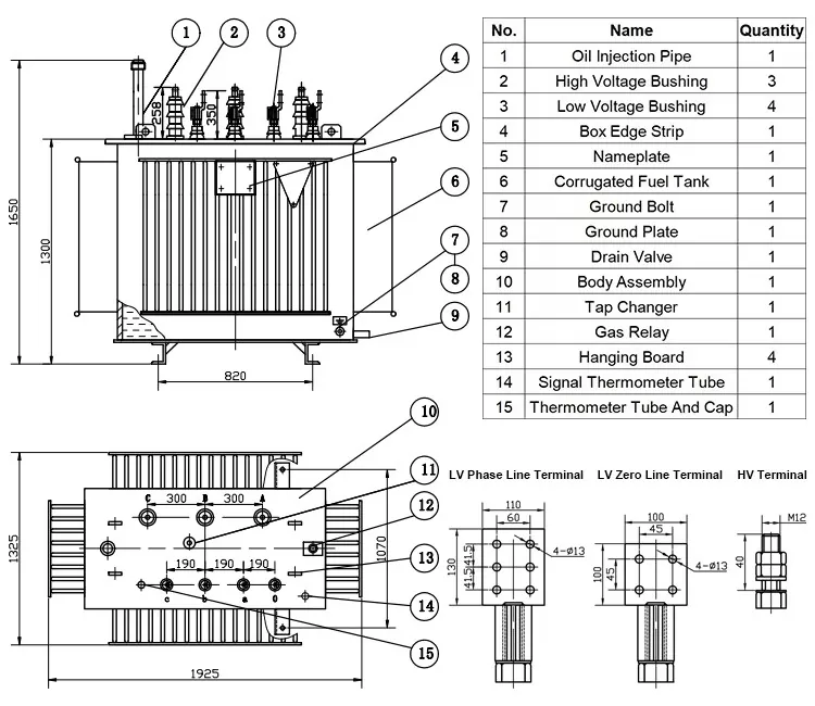 630KVA 10kv Automatic Low Loss Oil Type Transformer